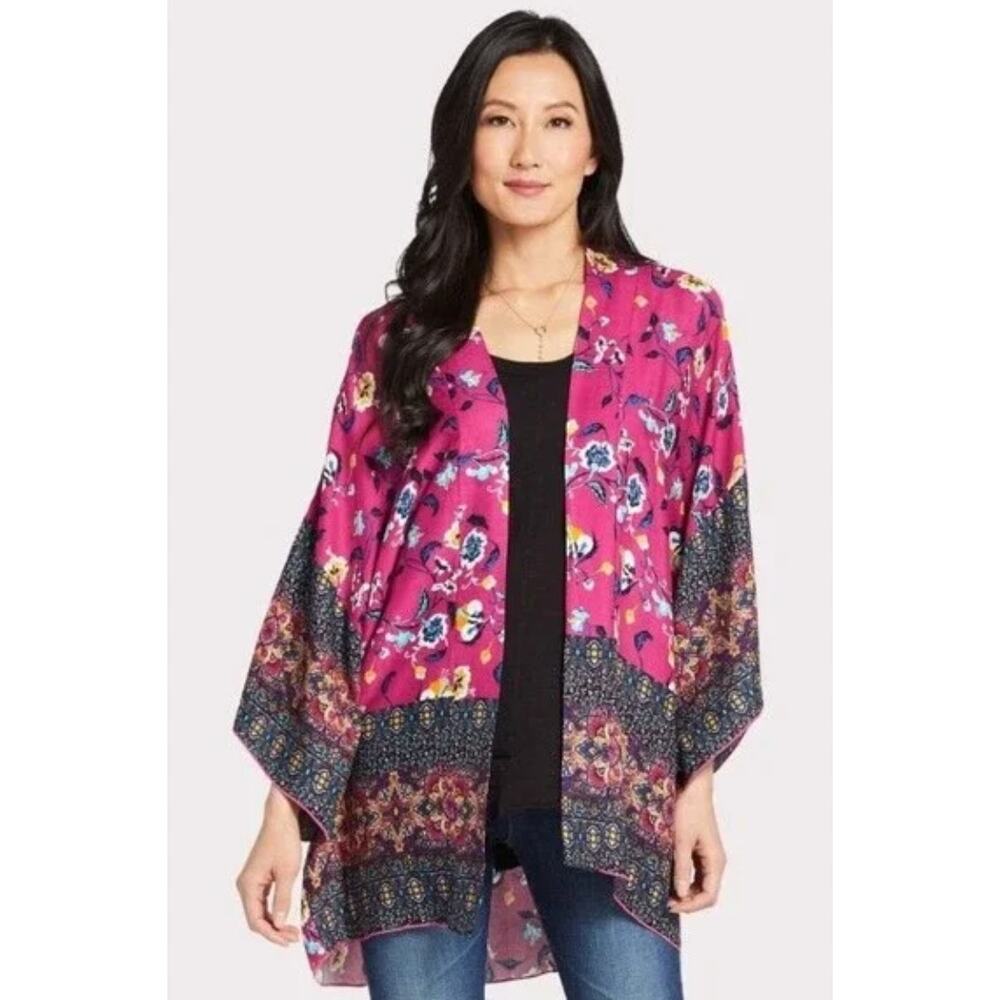 Evereve Women's Allison Joy Pink Floral Open Kimono Size XS/S